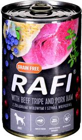 Rafi with Beef Tripe and Pork Ham Mokra Karma z żołądkami wołowymi i szynką dla psa 400g