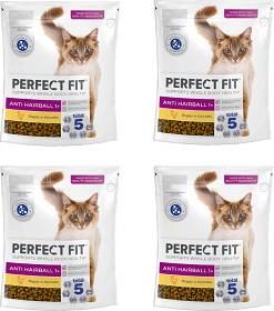 Perfect Fit Cat Anti Hairball 1+ Karma z kurczakiem dla kota 4x750g TANI ZESTAW