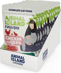 Animal Island Everyday Chicken&Quail in Broth Karma z kurczakiem i przepiórką w rosole dla kota 12x85g