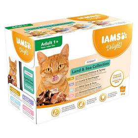 IAMS Cat Delights Land&Sea Gravy Karma w sosie dla kota 12x85g PAKIET