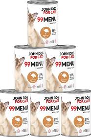 John Dog for Cats 99 MENU Adult Guinea Fowl Karma z perliczką dla kota 6x400g PAKIET