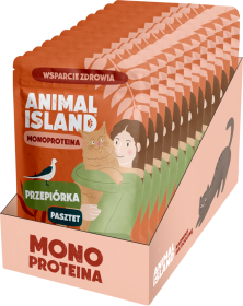 Animal Island Monoproteinowa Karma z przepiórką w pasztecie dla kota 10x100g PAKIET