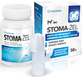 Eurowet Stoma-Żel Mint Pasta do zębów o aromacie mięty 50g dla psa i kota + szczoteczka