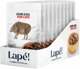 John Dog for Cats Lapé Wild Boar in Broth Karma z dziczyzną dla kota 10x100g PAKIET