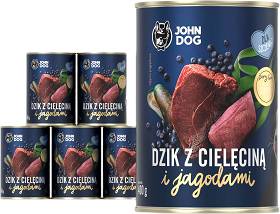 John Dog Berry Line Junior Karma z dzikiem i cielęciną z jagodami dla szczeniaka 6x400g PAKIET