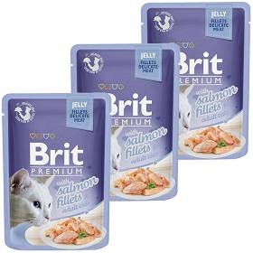 Brit Premium with Salmon Fillets for Adult Cats Karma z łososiem w galaretce dla kota 12x85g PAKIET