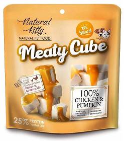 Natural Kitty Meaty Cube Kostki z kurczaka i dyni dla kota 60g [Data ważności: 17.11.2024] WYPRZEDAŻ