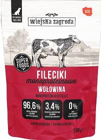 Wiejska Zagroda Karma Fileciki Monoproteinowe z wołowiną dla psa 280g SASZETKA