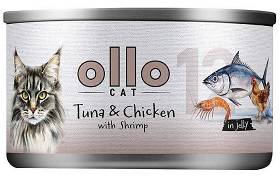 Ollo nr 12 Tuna&Chicken with Shrimp Mokra Karma z tuńczykiem, kurczakiem i krewetką w galaretce dla kota 70g