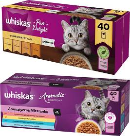 Whiskas Drobiowe Frykasy i Aromatyczna Mieszanka Karma w galaretce i sosie dla kota 80x85g