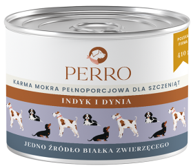 Perro Gourmet Junior Adult Karma z indykiem i dynią dla psa 410g