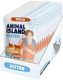 Animal Island Everyday Kitten Turkey&Veal in Broth Karma z indykiem i cielęciną  w rosole dla kociąt 12x85g