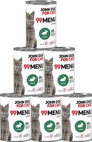 John Dog for Cats 99 MENU Kitten Rabbit Karma z królikiem dla kociąt 6x400g PAKIET