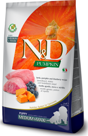 Farmina N&D Pumpkin Puppy Medium&Maxi Lamb&Blueberry Karma z jagnięciną dla szczeniaka 2x12kg TANI-ZESTAW