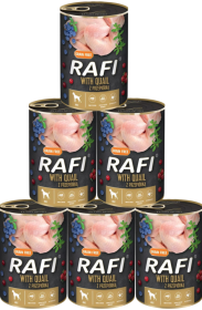 Rafi with Quail Mokra Karma z przepiórką, borówką i żurawiną dla psa 12x400g PAKIET
