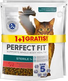 Perfect Fit Cat Sterile 1+ Karma z wołowiną dla kota 750g + 750g GRATIS