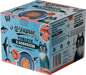 Łapsie Adult Karma z tuńczykiem i łososiem dla kota 12x80g PAKIET