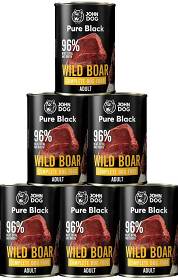 John Dog Pies Adult Pure Black Wild Boar Karma z dziczyzną 6x400g PAKIET