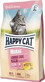 Happy Cat Kitten Minkas Junior Care Karma z drobiem dla kociąt 10kg + Happy Cat Mokra karma op. 85g GRATIS