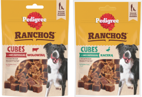 Pedigree Mix Przysmaków dla psa Ranchos z wołowiną 70g i Ranchos z kaczką 70g