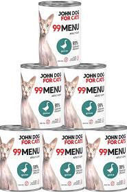 John Dog for Cats 99 MENU Adult Goose Karma z gęsią dla kota 6x400g PAKIET