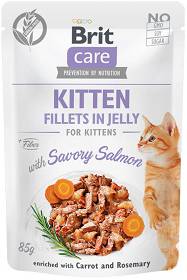 Brit Care Fillets with Salmon for Kitten Karma z łososiem w galaretce dla kociąt 85g