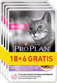 Pro Plan Cat Delicate Karma z indykiem dla kota 24x85g PAKIET (18+6 GRATIS)
