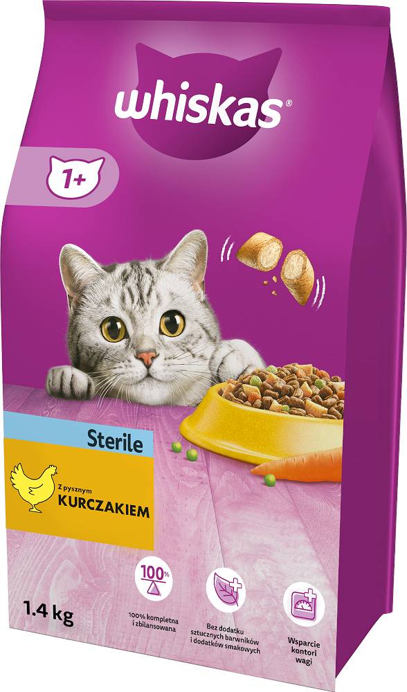 Whiskas Adult Sterile Karma z kurczakiem dla kota 1.4kg