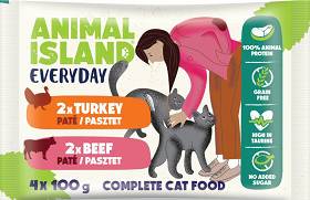 Animal Island Everyday Turkey&Beef in Pate Karma z indykiem i wołowiną w pasztecie dla kota 4x100g