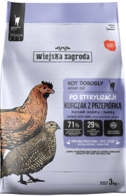 Wiejska Zagroda Sterlised Adult Karma z kurczakiem i przepiórką dla kota 3kg