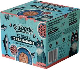 Łapsie Adult Karma z tuńczykiem i kalmarami dla kota 12x80g PAKIET