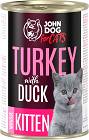 John Dog for Cats Turkey&Duck Mousse Karma z indykiem i kaczką dla kociąt 400g