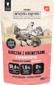 Wiejska Zagroda Karma Hipoalergiczna z kurczakiem i krewetkami dla kota 100g SASZETKA