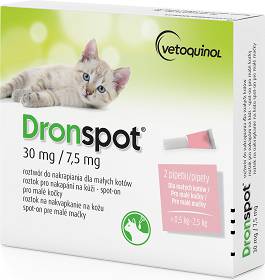 Vetoquinol Dronspot dla Kota 0.5kg-2.5kg Krople na robaki i pasożyty 2 pipety