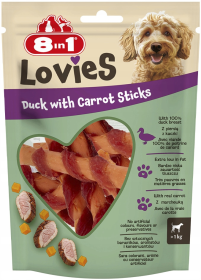 8in1 Lovies Duck with Carrot Sticks Przysmaki z kaczką i marchewką dla psa 80g