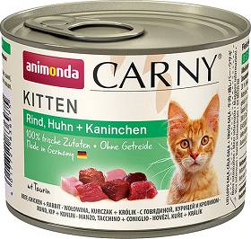 Animonda Carny Kitten Karma z wołowiną, kurczakiem i królikiem dla kociąt 200g