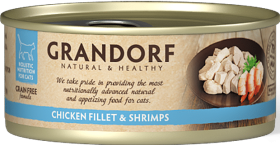Grandorf Adult Chicken Fillet&Shrimp Karma z kurczakiem i krewetkami w sosie dla kota 70g