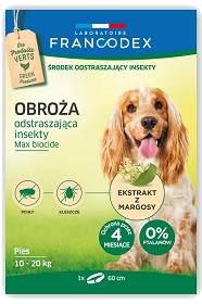 Francodex Obroża odstraszająca kleszcze i pchły dla psa o wadze 10-20kg długość 60cm